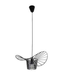 GloboStar® LUMINOVA 61462 Μοντέρνο Κρεμαστό Φωτιστικό Πλέγμα Μονόφωτο 1 x E27 IP20 Μαύρο Σχοινί με Μαύρο Σύρμα – Μ42 x Π42 x Υ20.5cm