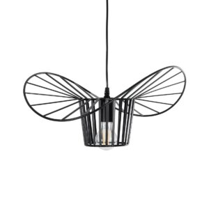 GloboStar® LUMINOVA 61462 Μοντέρνο Κρεμαστό Φωτιστικό Πλέγμα Μονόφωτο 1 x E27 IP20 Μαύρο Σχοινί με Μαύρο Σύρμα – Μ42 x Π42 x Υ20.5cm