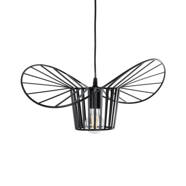 GloboStar® LUMINOVA 61462 Μοντέρνο Κρεμαστό Φωτιστικό Πλέγμα Μονόφωτο 1 x E27 IP20 Μαύρο Σχοινί με Μαύρο Σύρμα – Μ42 x Π42 x Υ20.5cm