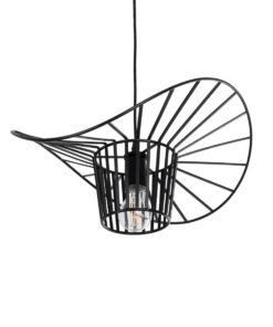 GloboStar® LUMINOVA 61462 Μοντέρνο Κρεμαστό Φωτιστικό Πλέγμα Μονόφωτο 1 x E27 IP20 Μαύρο Σχοινί με Μαύρο Σύρμα – Μ42 x Π42 x Υ20.5cm