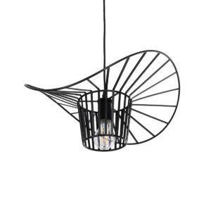 GloboStar® LUMINOVA 61462 Μοντέρνο Κρεμαστό Φωτιστικό Πλέγμα Μονόφωτο 1 x E27 IP20 Μαύρο Σχοινί με Μαύρο Σύρμα – Μ42 x Π42 x Υ20.5cm