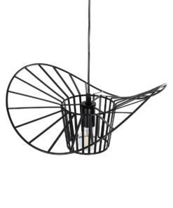 GloboStar® LUMINOVA 61462 Μοντέρνο Κρεμαστό Φωτιστικό Πλέγμα Μονόφωτο 1 x E27 IP20 Μαύρο Σχοινί με Μαύρο Σύρμα – Μ42 x Π42 x Υ20.5cm