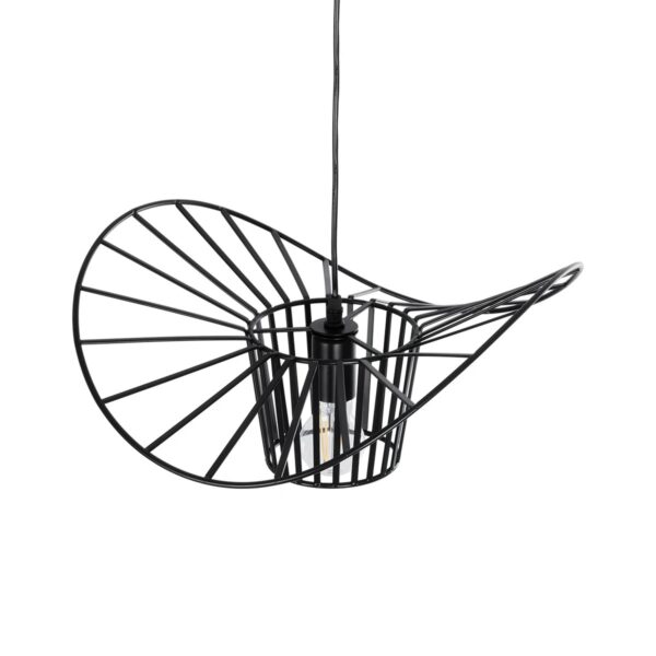 GloboStar® LUMINOVA 61462 Μοντέρνο Κρεμαστό Φωτιστικό Πλέγμα Μονόφωτο 1 x E27 IP20 Μαύρο Σχοινί με Μαύρο Σύρμα – Μ42 x Π42 x Υ20.5cm