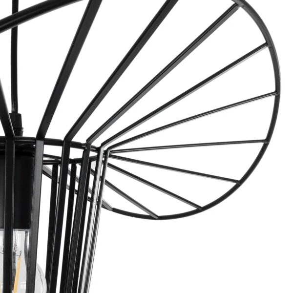 GloboStar® LUMINOVA 61462 Μοντέρνο Κρεμαστό Φωτιστικό Πλέγμα Μονόφωτο 1 x E27 IP20 Μαύρο Σχοινί με Μαύρο Σύρμα – Μ42 x Π42 x Υ20.5cm