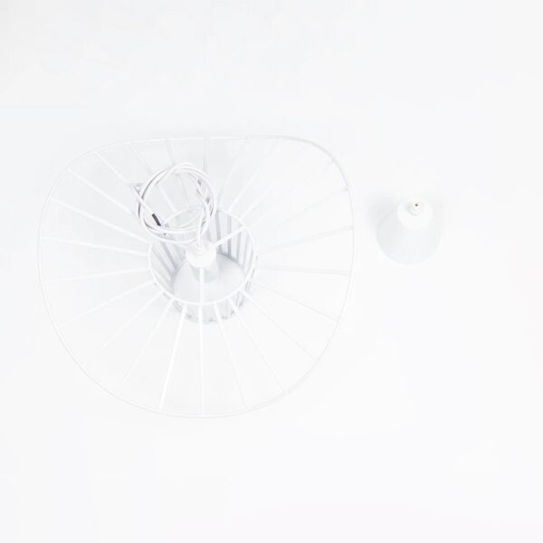 GloboStar® LUMINOVA 61463 Μοντέρνο Κρεμαστό Φωτιστικό Πλέγμα Μονόφωτο 1 x E27 IP20 Λευκό Σχοινί με Λευκό Σύρμα – Μ42 x Π42 x Υ20.5cm