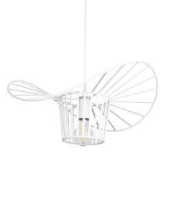 GloboStar® LUMINOVA 61463 Μοντέρνο Κρεμαστό Φωτιστικό Πλέγμα Μονόφωτο 1 x E27 IP20 Λευκό Σχοινί με Λευκό Σύρμα – Μ42 x Π42 x Υ20.5cm