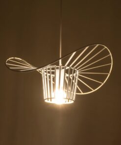 GloboStar® LUMINOVA 61463 Μοντέρνο Κρεμαστό Φωτιστικό Πλέγμα Μονόφωτο 1 x E27 IP20 Λευκό Σχοινί με Λευκό Σύρμα – Μ42 x Π42 x Υ20.5cm