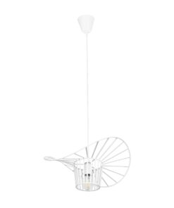 GloboStar® LUMINOVA 61463 Μοντέρνο Κρεμαστό Φωτιστικό Πλέγμα Μονόφωτο 1 x E27 IP20 Λευκό Σχοινί με Λευκό Σύρμα – Μ42 x Π42 x Υ20.5cm