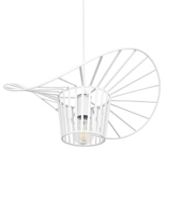 GloboStar® LUMINOVA 61463 Μοντέρνο Κρεμαστό Φωτιστικό Πλέγμα Μονόφωτο 1 x E27 IP20 Λευκό Σχοινί με Λευκό Σύρμα – Μ42 x Π42 x Υ20.5cm