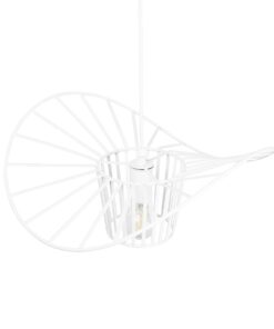 GloboStar® LUMINOVA 61463 Μοντέρνο Κρεμαστό Φωτιστικό Πλέγμα Μονόφωτο 1 x E27 IP20 Λευκό Σχοινί με Λευκό Σύρμα – Μ42 x Π42 x Υ20.5cm