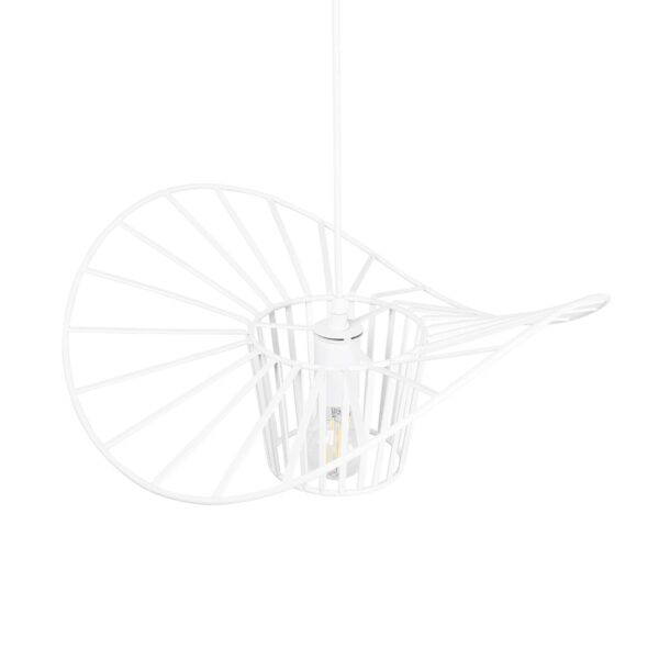 GloboStar® LUMINOVA 61463 Μοντέρνο Κρεμαστό Φωτιστικό Πλέγμα Μονόφωτο 1 x E27 IP20 Λευκό Σχοινί με Λευκό Σύρμα – Μ42 x Π42 x Υ20.5cm