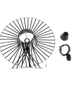 GloboStar® LUMINOVA 61464 Μοντέρνο Κρεμαστό Φωτιστικό Πλέγμα Μονόφωτο 1 x E27 IP20 Μαύρο Σχοινί με Μαύρο Σύρμα – Μ65 x Π65 x Υ25cm