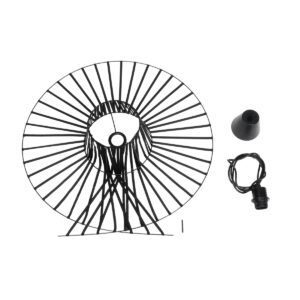 GloboStar® LUMINOVA 61464 Μοντέρνο Κρεμαστό Φωτιστικό Πλέγμα Μονόφωτο 1 x E27 IP20 Μαύρο Σχοινί με Μαύρο Σύρμα – Μ65 x Π65 x Υ25cm