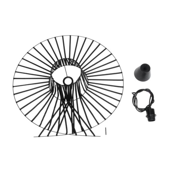 GloboStar® LUMINOVA 61464 Μοντέρνο Κρεμαστό Φωτιστικό Πλέγμα Μονόφωτο 1 x E27 IP20 Μαύρο Σχοινί με Μαύρο Σύρμα – Μ65 x Π65 x Υ25cm