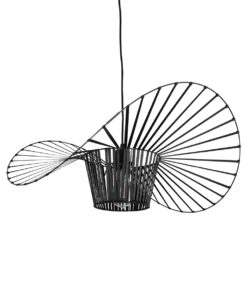 GloboStar® LUMINOVA 61464 Μοντέρνο Κρεμαστό Φωτιστικό Πλέγμα Μονόφωτο 1 x E27 IP20 Μαύρο Σχοινί με Μαύρο Σύρμα – Μ65 x Π65 x Υ25cm