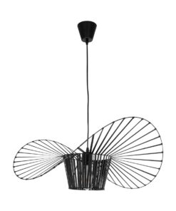 GloboStar® LUMINOVA 61464 Μοντέρνο Κρεμαστό Φωτιστικό Πλέγμα Μονόφωτο 1 x E27 IP20 Μαύρο Σχοινί με Μαύρο Σύρμα – Μ65 x Π65 x Υ25cm