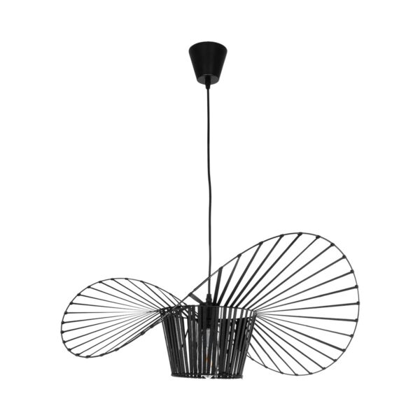 GloboStar® LUMINOVA 61464 Μοντέρνο Κρεμαστό Φωτιστικό Πλέγμα Μονόφωτο 1 x E27 IP20 Μαύρο Σχοινί με Μαύρο Σύρμα – Μ65 x Π65 x Υ25cm