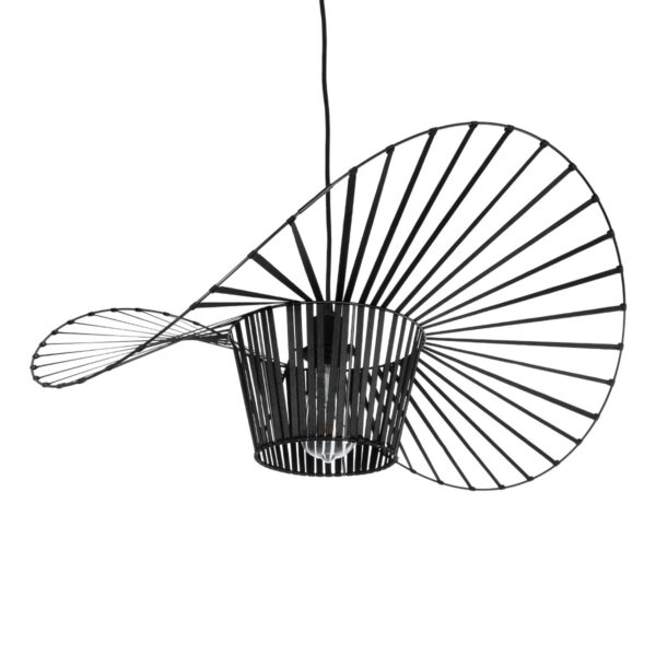GloboStar® LUMINOVA 61464 Μοντέρνο Κρεμαστό Φωτιστικό Πλέγμα Μονόφωτο 1 x E27 IP20 Μαύρο Σχοινί με Μαύρο Σύρμα – Μ65 x Π65 x Υ25cm