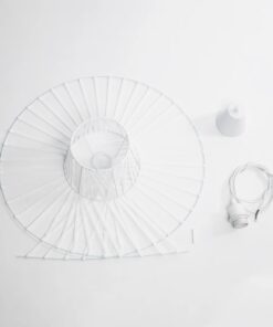 GloboStar® LUMINOVA 61465 Μοντέρνο Κρεμαστό Φωτιστικό Πλέγμα Μονόφωτο 1 x E27 IP20 Λευκό Σχοινί με Λευκό Σύρμα – Μ65 x Π65 x Υ25cm