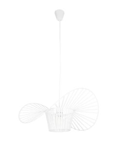 GloboStar® LUMINOVA 61465 Μοντέρνο Κρεμαστό Φωτιστικό Πλέγμα Μονόφωτο 1 x E27 IP20 Λευκό Σχοινί με Λευκό Σύρμα – Μ65 x Π65 x Υ25cm