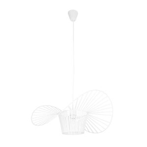 GloboStar® LUMINOVA 61465 Μοντέρνο Κρεμαστό Φωτιστικό Πλέγμα Μονόφωτο 1 x E27 IP20 Λευκό Σχοινί με Λευκό Σύρμα – Μ65 x Π65 x Υ25cm