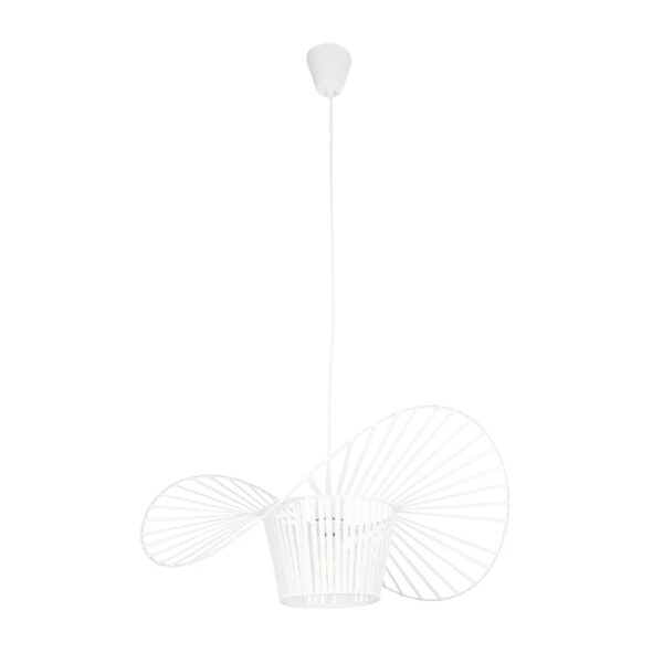 GloboStar® LUMINOVA 61465 Μοντέρνο Κρεμαστό Φωτιστικό Πλέγμα Μονόφωτο 1 x E27 IP20 Λευκό Σχοινί με Λευκό Σύρμα – Μ65 x Π65 x Υ25cm