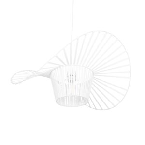 GloboStar® LUMINOVA 61465 Μοντέρνο Κρεμαστό Φωτιστικό Πλέγμα Μονόφωτο 1 x E27 IP20 Λευκό Σχοινί με Λευκό Σύρμα – Μ65 x Π65 x Υ25cm