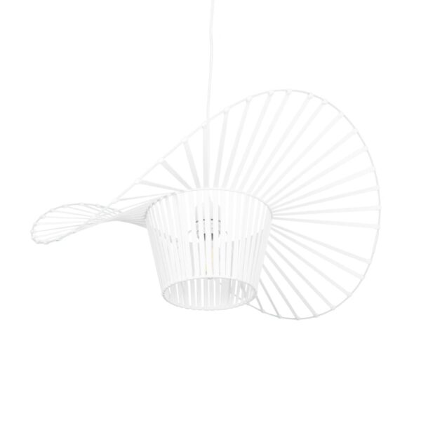 GloboStar® LUMINOVA 61465 Μοντέρνο Κρεμαστό Φωτιστικό Πλέγμα Μονόφωτο 1 x E27 IP20 Λευκό Σχοινί με Λευκό Σύρμα – Μ65 x Π65 x Υ25cm