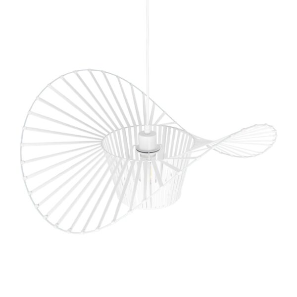 GloboStar® LUMINOVA 61465 Μοντέρνο Κρεμαστό Φωτιστικό Πλέγμα Μονόφωτο 1 x E27 IP20 Λευκό Σχοινί με Λευκό Σύρμα – Μ65 x Π65 x Υ25cm