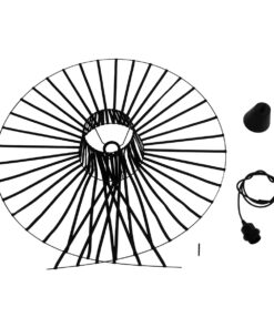 GloboStar® LUMINOVA 61466 Μοντέρνο Κρεμαστό Φωτιστικό Πλέγμα Μονόφωτο 1 x E27 IP20 Μαύρο Σχοινί με Μαύρο Σύρμα – Μ80 x Π80 x Υ30cm