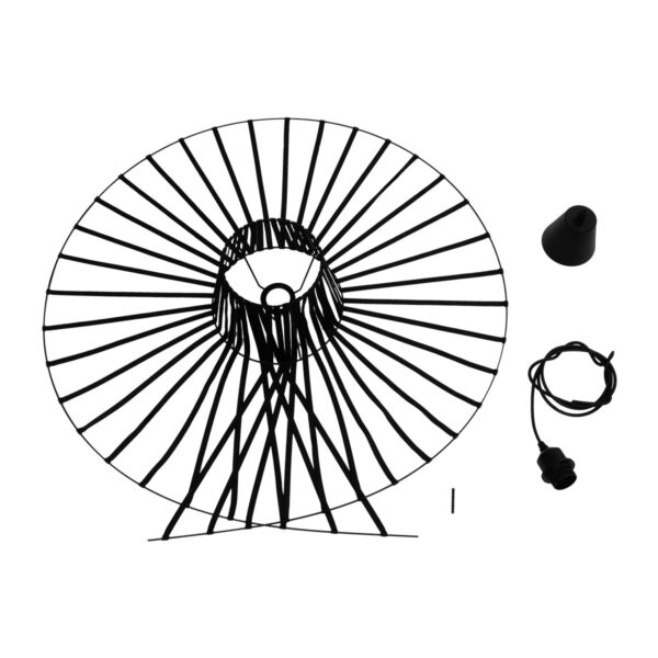GloboStar® LUMINOVA 61466 Μοντέρνο Κρεμαστό Φωτιστικό Πλέγμα Μονόφωτο 1 x E27 IP20 Μαύρο Σχοινί με Μαύρο Σύρμα – Μ80 x Π80 x Υ30cm