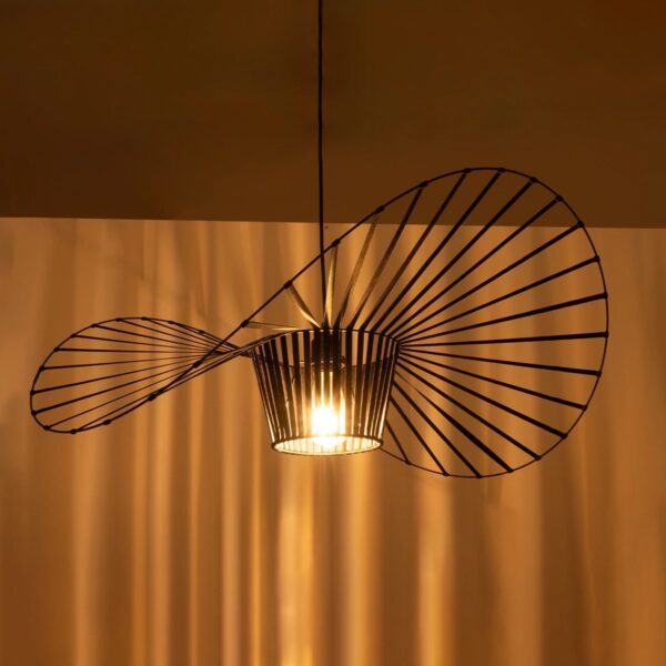 GloboStar® LUMINOVA 61466 Μοντέρνο Κρεμαστό Φωτιστικό Πλέγμα Μονόφωτο 1 x E27 IP20 Μαύρο Σχοινί με Μαύρο Σύρμα – Μ80 x Π80 x Υ30cm