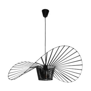 GloboStar® LUMINOVA 61466 Μοντέρνο Κρεμαστό Φωτιστικό Πλέγμα Μονόφωτο 1 x E27 IP20 Μαύρο Σχοινί με Μαύρο Σύρμα – Μ80 x Π80 x Υ30cm