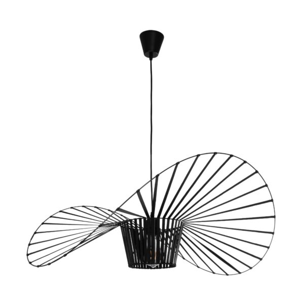 GloboStar® LUMINOVA 61466 Μοντέρνο Κρεμαστό Φωτιστικό Πλέγμα Μονόφωτο 1 x E27 IP20 Μαύρο Σχοινί με Μαύρο Σύρμα – Μ80 x Π80 x Υ30cm