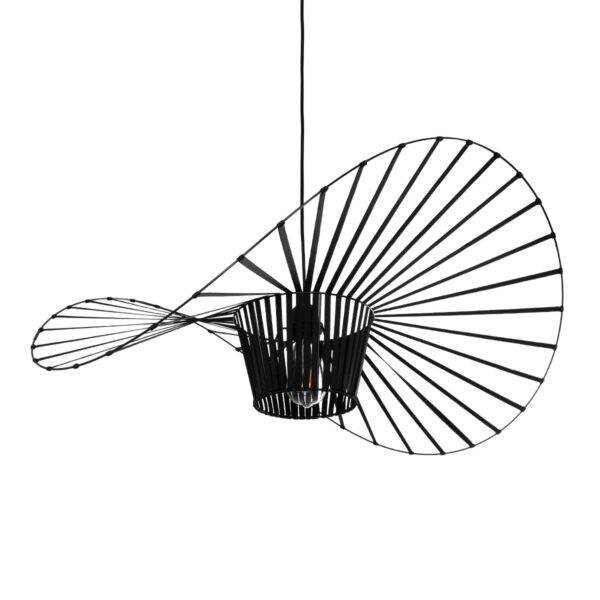 GloboStar® LUMINOVA 61466 Μοντέρνο Κρεμαστό Φωτιστικό Πλέγμα Μονόφωτο 1 x E27 IP20 Μαύρο Σχοινί με Μαύρο Σύρμα – Μ80 x Π80 x Υ30cm