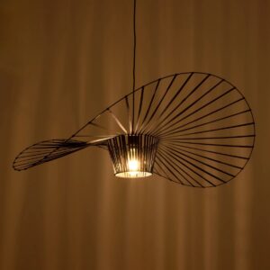 GloboStar® LUMINOVA 61467 Μοντέρνο Κρεμαστό Φωτιστικό Πλέγμα Μονόφωτο 1 x E27 IP20 Μαύρο Σχοινί με Μαύρο Σύρμα – Μ100 x Π100 x Υ30cm