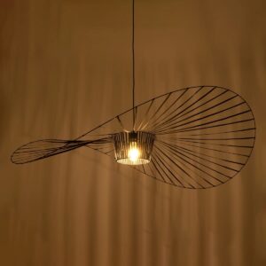 GloboStar® LUMINOVA 61468 Μοντέρνο Κρεμαστό Φωτιστικό Πλέγμα Μονόφωτο 1 x E27 IP20 Μαύρο Σχοινί με Μαύρο Σύρμα – Μ140 x Π140 x Υ34cm