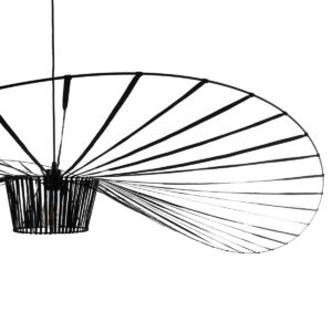 GloboStar® LUMINOVA 61468 Μοντέρνο Κρεμαστό Φωτιστικό Πλέγμα Μονόφωτο 1 x E27 IP20 Μαύρο Σχοινί με Μαύρο Σύρμα – Μ140 x Π140 x Υ34cm