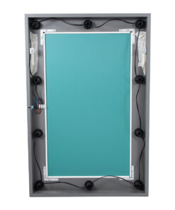 GloboStar® MAKEUP MIRROR-60×90-6 Μοντέρνος Καθρέπτης Μακιγιάζ με Πλαίσιο Φυσικού Ξύλου με Διακόπτη On/Off 10 x E27 AC220-240V – Μ60 x Π7 x Υ90cm – Γκρι Ανθρακί