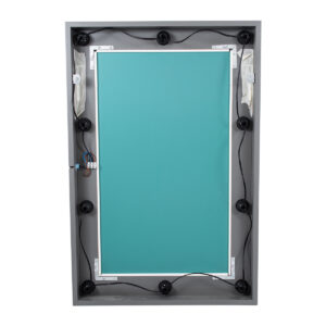 GloboStar® MAKEUP MIRROR-60×90-6 Μοντέρνος Καθρέπτης Μακιγιάζ με Πλαίσιο Φυσικού Ξύλου με Διακόπτη On/Off 10 x E27 AC220-240V – Μ60 x Π7 x Υ90cm – Γκρι Ανθρακί