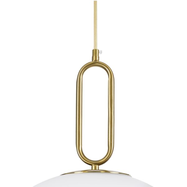 GloboStar® BELLISSIMO 61488 Μοντέρνο Κρεμαστό Φωτιστικό Οροφής Μονόφωτο 1 x E27 Γαλακτερή Γυάλινη Μπάλα με Μεταλλικό Επιχρυσωμενό Πλατίνα Σώμα Φ40 x Υ62cm