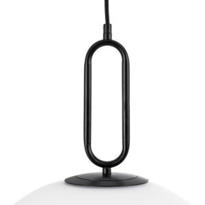 GloboStar® BELLISSIMO 61491 Μοντέρνο Κρεμαστό Φωτιστικό Οροφής Μονόφωτο 1 x E27 Γαλακτερή Γυάλινη Μπάλα με Μεταλλικό Μαύρο Ματ Σώμα Φ40 x Υ62cm