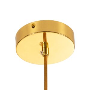 GloboStar® ESTETICO 61492 Μοντέρνο Κρεμαστό Φωτιστικό Οροφής Μονόφωτο 1 x E27 Γαλακτερή Γυάλινη Μπάλα με Μεταλλικό Επιχρυσωμενό Πλατίνα Σώμα Φ20 x Υ38cm