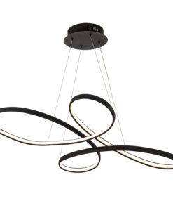 Κρεμαστό φωτιστικό LED 56W 3CCT (by switch) από αλουμίνιο σε μαύρη απόχρωση D:100cm (6150-BL)