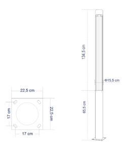 GloboStar® CANCUN 61509 Urban Light Φωτιστικό Πάρκου – Πλατείας – Κήπου Ύψους 2 μέτρων LED 40W 5440lm 60° AC100-240VAC IP67 IK09 – D15.5 x H200cm – Anthracite Grey – Φυσικό Λευκό 4000K – LUMILEDS – MEAN WELL DRIVER – 5 Years Warranty