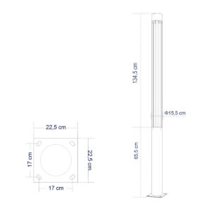 GloboStar® CANCUN 61509 Urban Light Φωτιστικό Πάρκου – Πλατείας – Κήπου Ύψους 2 μέτρων LED 40W 5440lm 60° AC100-240VAC IP67 IK09 – D15.5 x H200cm – Anthracite Grey – Φυσικό Λευκό 4000K – LUMILEDS – MEAN WELL DRIVER – 5 Years Warranty