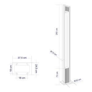 GloboStar® MERIDA 61514 Urban Light Φωτιστικό Πάρκου – Πλατείας – Κήπου Ύψους 3.5 μέτρων LED 40W 5440lm 60° AC100-240VAC IP67 IK09 – Μ32 x Π13 x Υ350cm – Anthracite Grey – Φυσικό Λευκό 4000K – LUMILEDS – MEAN WELL DRIVER – 5 Years Warranty
