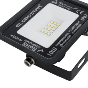 GloboStar® ATLAS 61515 Επαγγελματικός Προβολέας LED 10W 1250lm 120° AC 220-240V – Αδιάβροχος IP67 – Μ10 x Π2 x Υ8cm – Μαύρο – Ψυχρό Λευκό 6000K – LUMILEDS Chips – TÜV Rheinland Certified – 5 Χρόνια Εγγύηση