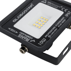 GloboStar® ATLAS 61517 Επαγγελματικός Προβολέας LED 10W 1150lm 120° AC 220-240V – Αδιάβροχος IP67 – Μ10 x Π2 x Υ8cm – Μαύρο – Θερμό Λευκό 2700K – LUMILEDS Chips – TÜV Rheinland Certified – 5 Χρόνια Εγγύηση