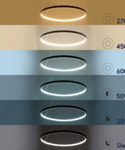 GloboStar® DIAMOND 61519 Κρεμαστό Φωτιστικό Δαχτυλίδι-Κύκλος LED CCT 75W 8400lm 360° AC 220-240V – Εναλλαγή Φωτισμού μέσω Τηλεχειριστηρίου All In One Ψυχρό 6000k+Φυσικό 4500k+Θερμό 2700k Dimmable Φ100cm – Μαύρο – 3 Years Warranty